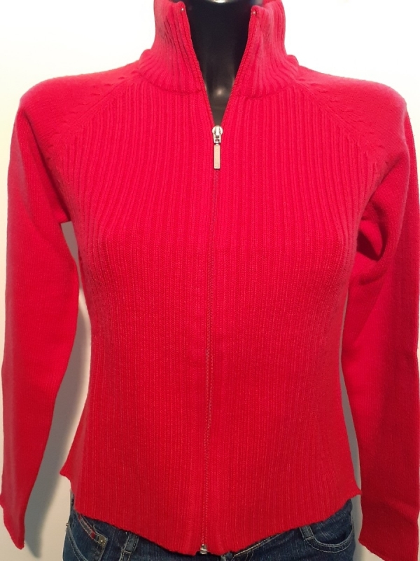 Damsky_svetr_15 Dámský svetr červeny, propínací, 15