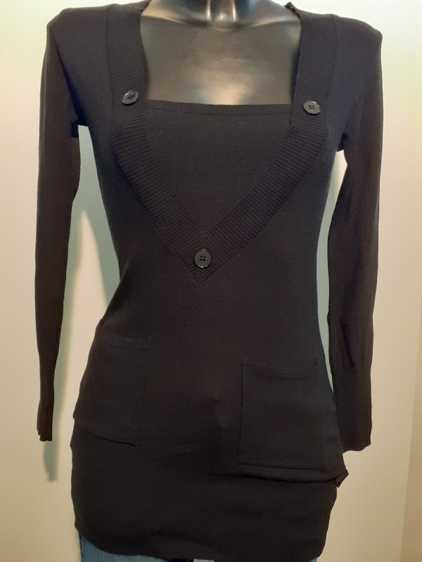 Damsky_svetr_38 Dámský svetr dlouhý, černý, 38